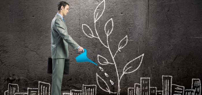 person with watering can